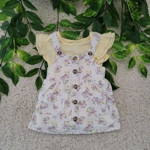 Baby Girl Purple & Yellow Floral Overall Dress (6-9 Months)
